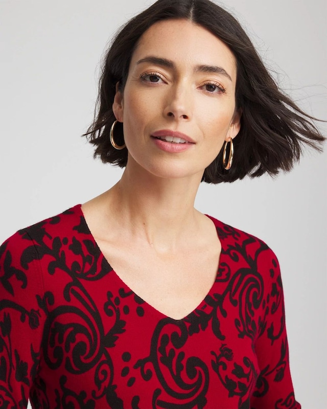 Ella Printed V-Neck Sweater - image 4